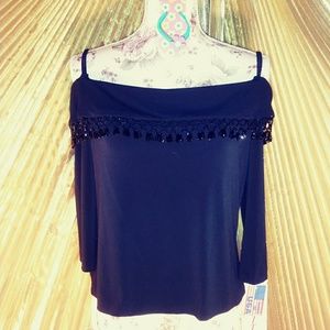 Xscape Off the shoulder NWT Black 3/4 sleeve top